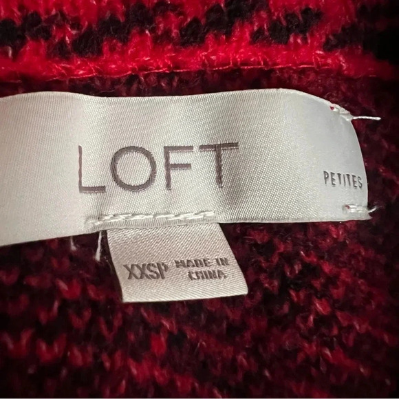 LOFT Womens Red & Black Buffalo Plaid Mock Neck Sweater Size XXSP holidays - Picture 8 of 10